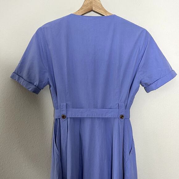 SIMPLE RETRO  BLUE  COTTAGECORE VINTAGE INSPIRED   COTTON MIDI  DRESS  SIZE S - Picture 3 of 10